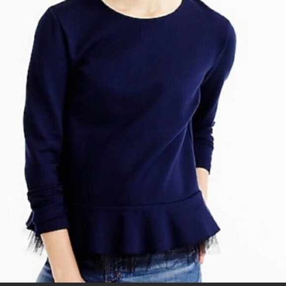 J. Crew Tops - JCrew•Navy Peplum Top with Netting Detail